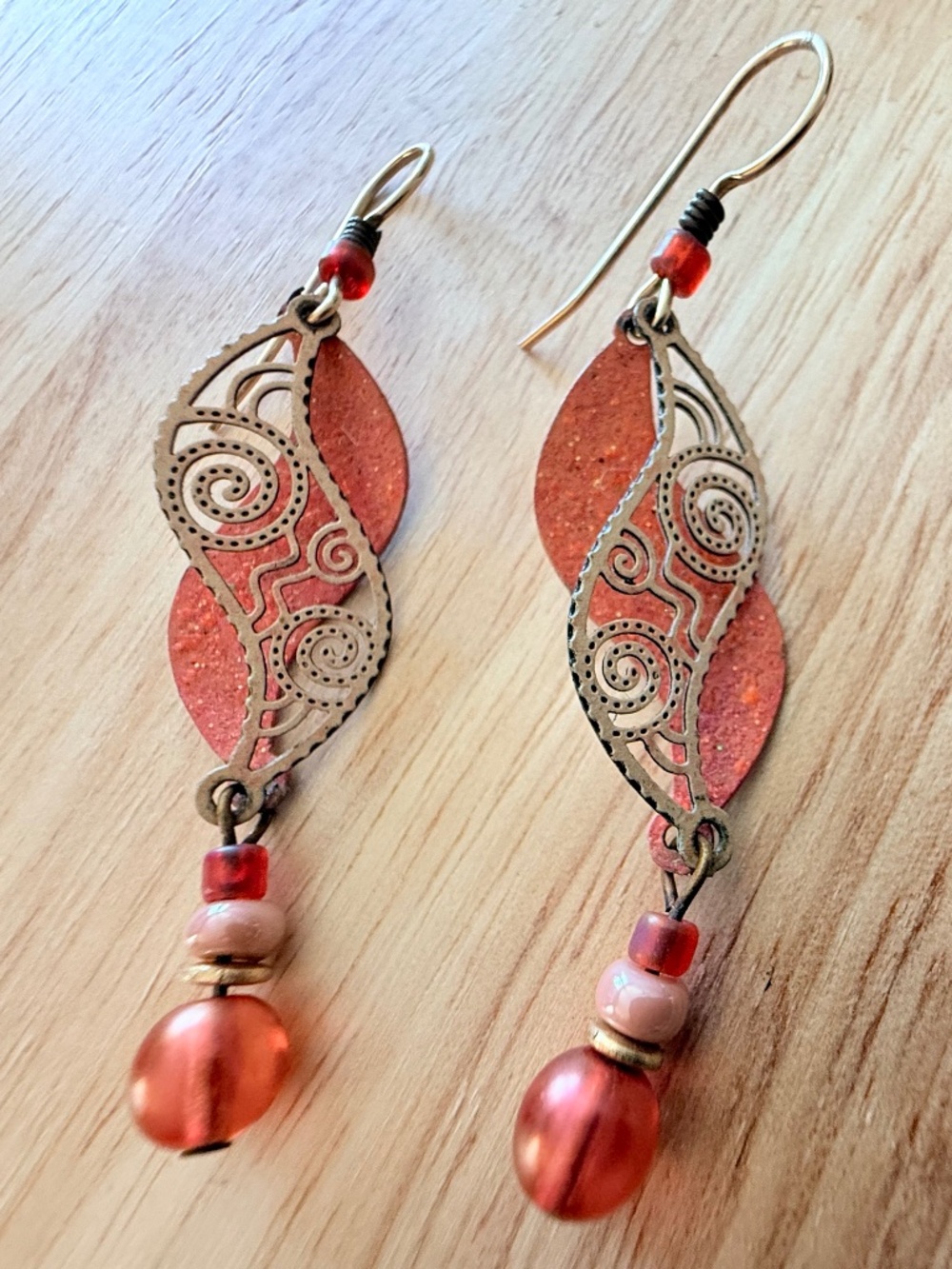 Adajio Copper Toned Filigree Design Earrings - Picture 3 of 7